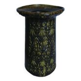 Ancien grand vase st clément france décor ethnique relief n° 9128 années 60 rare