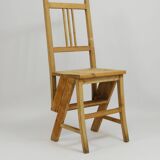 Folding metamorphic library ladder, Arts & Crafts, Vienna, 1900s