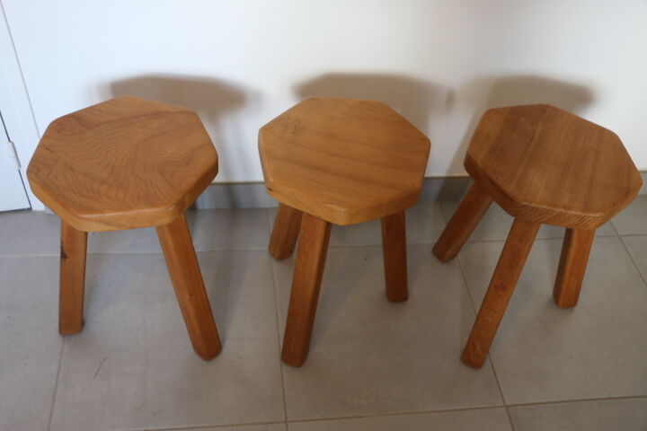 3 rustic stools 1970