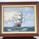 Vintage painting on canvas "Marine / Sailboat" signed Simon