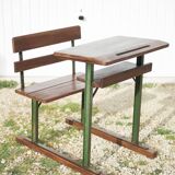 Vintage desk, wooden and metal children's desk, school desk