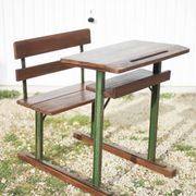Vintage desk, wooden and metal children's desk, school desk
