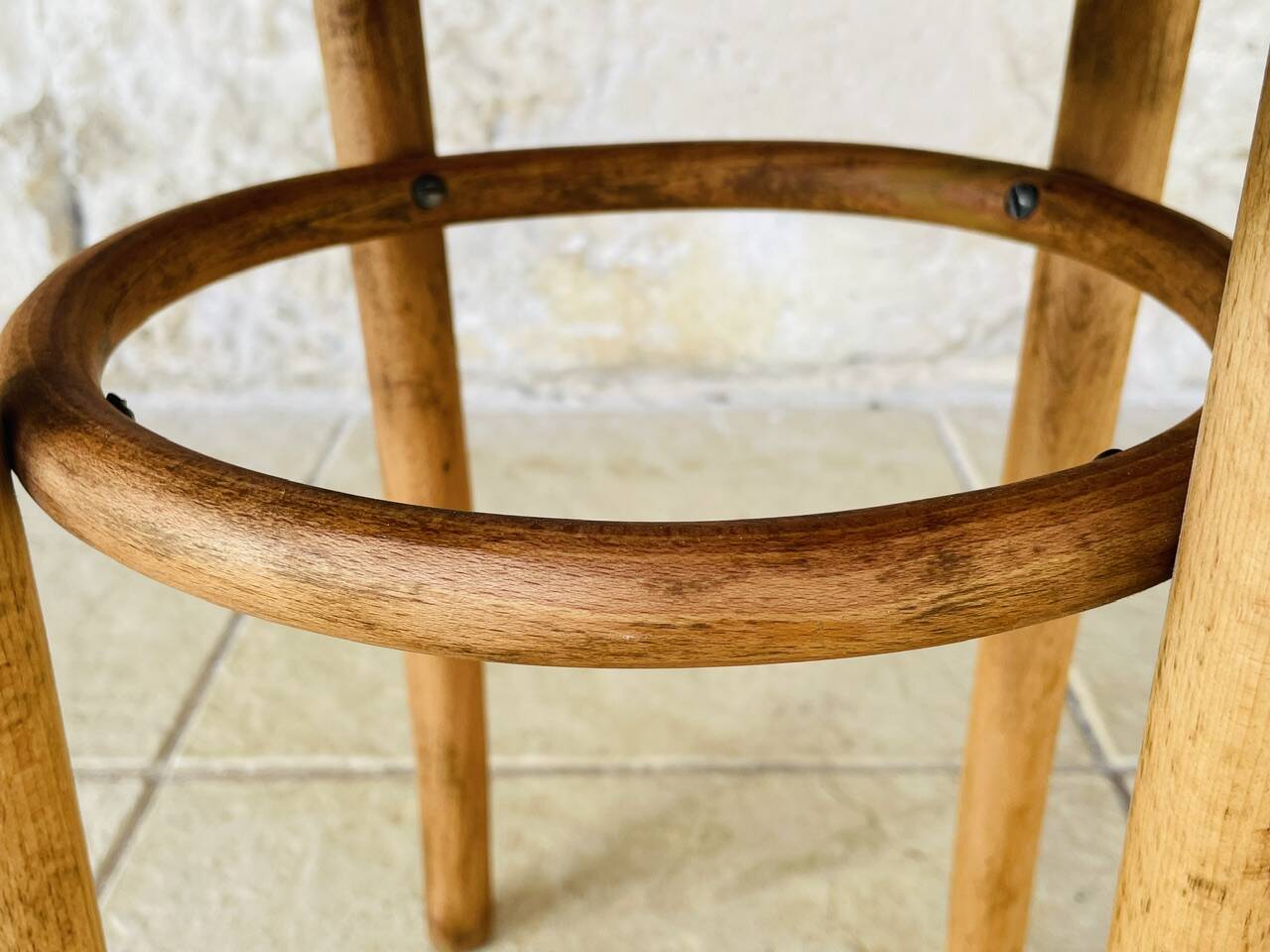 Curved wooden stool by Thonet for FMG Poland, 1930