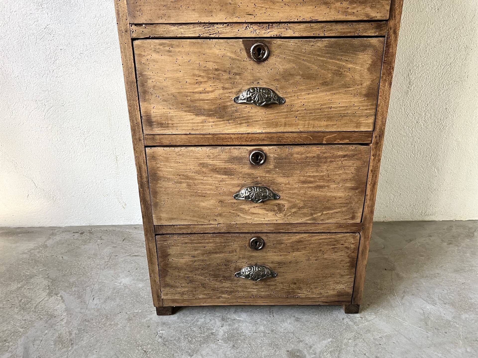 Small old vertical craft cabinet with 5 drawers