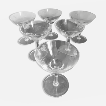 6 coupes champagne cristal vintage