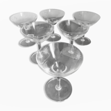 6 vintage crystal champagne glasses
