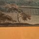 Old watercolour on paper from the early 19th century - nocturnal landscape with aqueduct and bridge
