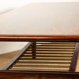 Rosewood and metal tube coffee table, two levels, Denmark 1960.