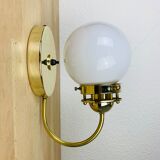 Brass wall lamp and opaline globe