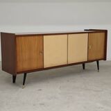 4-door sideboard in light beige and German wood from the 60s