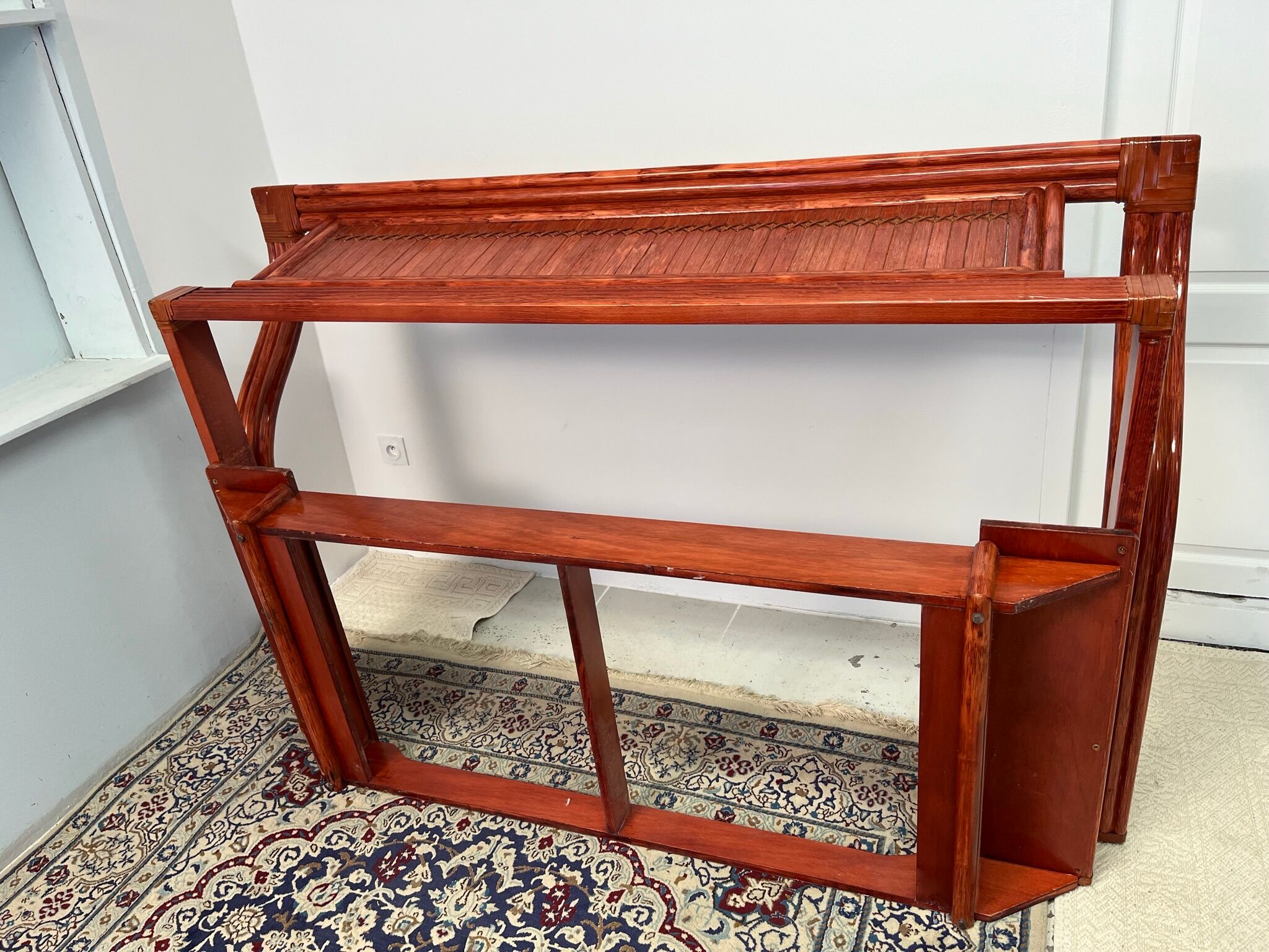 Wicker boat shaped bed by Maugrion 60s -70s