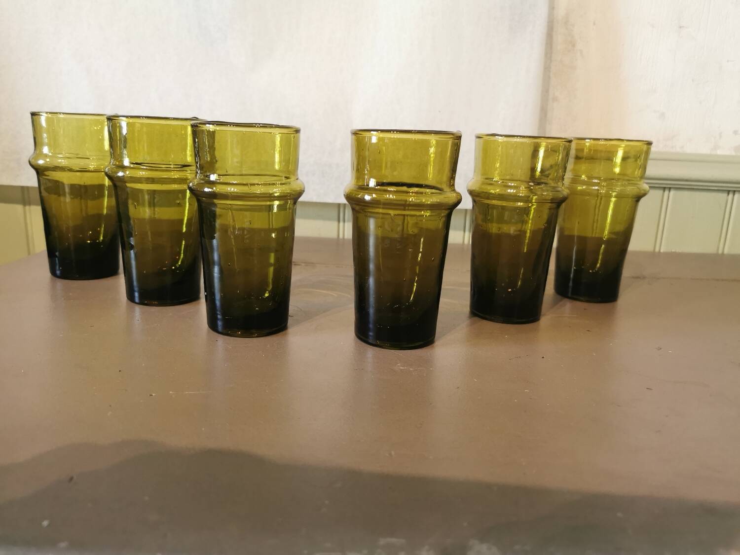 Large amber colored Beldi glasses