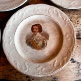 Set of 7 antique dessert plates St Amand and Hamage
