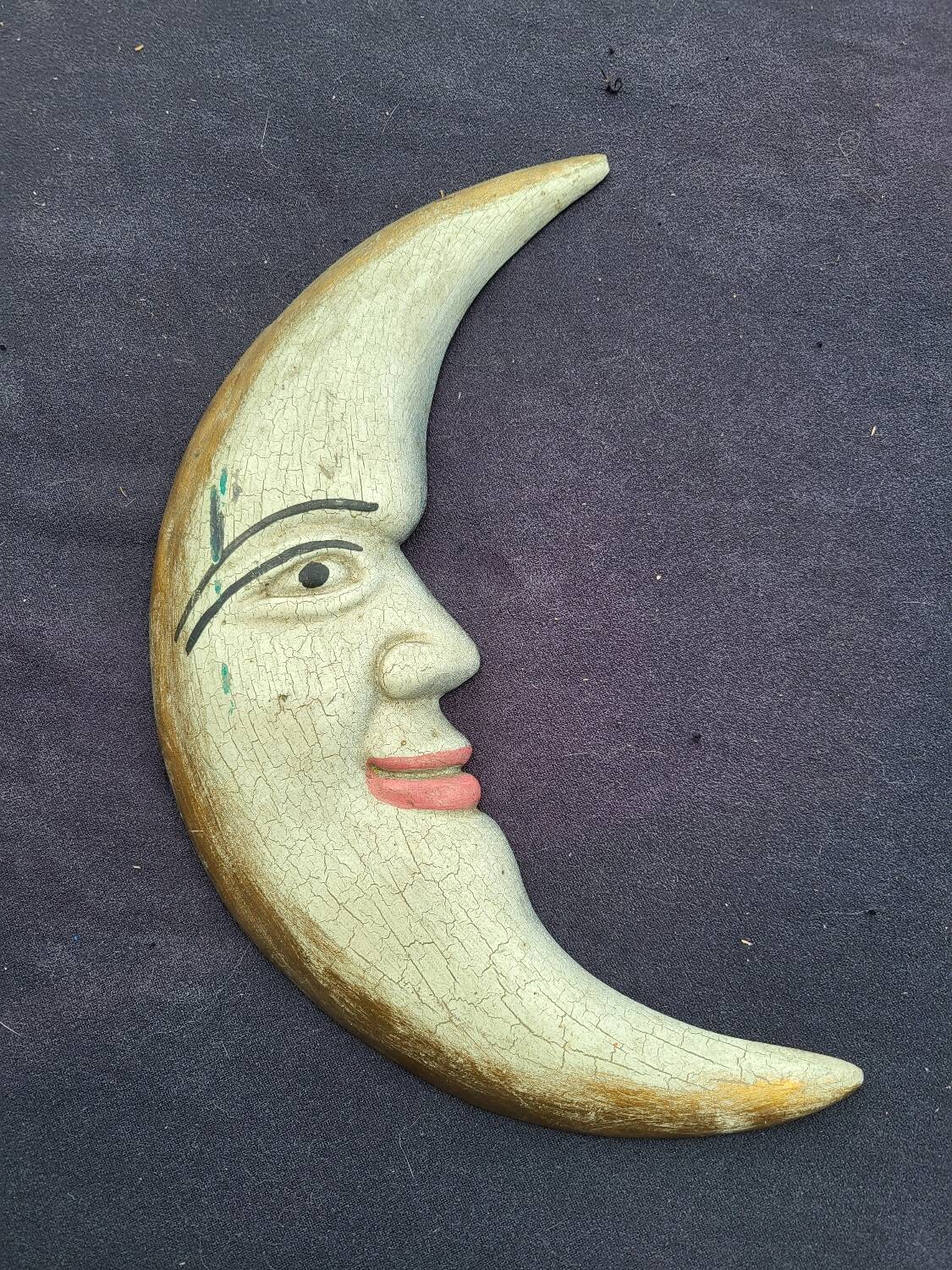Crescent moon, vintage wood