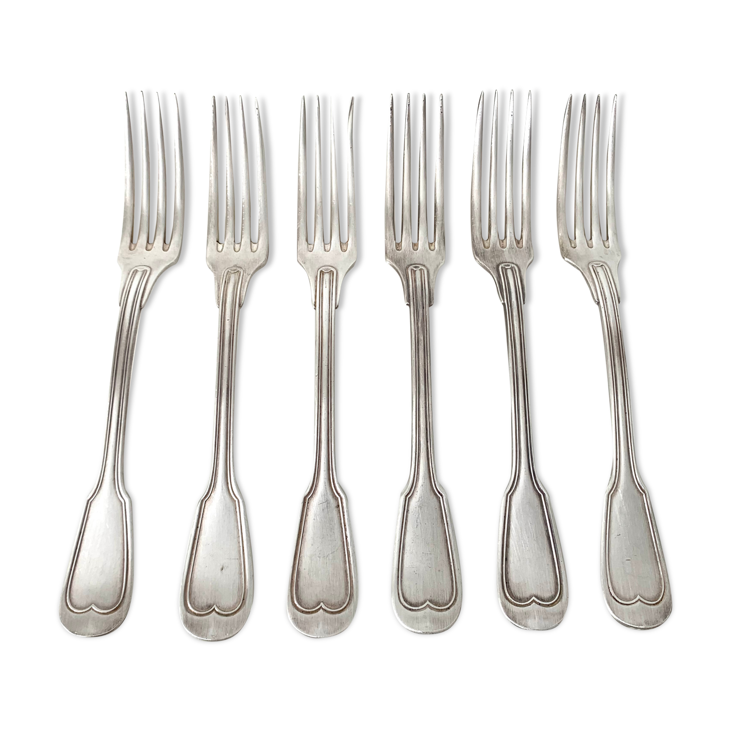 6 silver metal forks