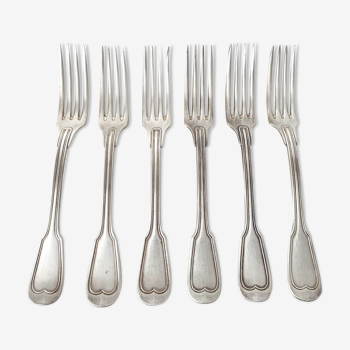6 silver metal forks