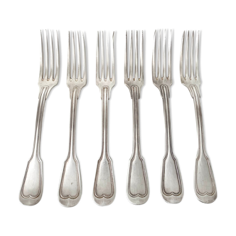 6 silver metal forks