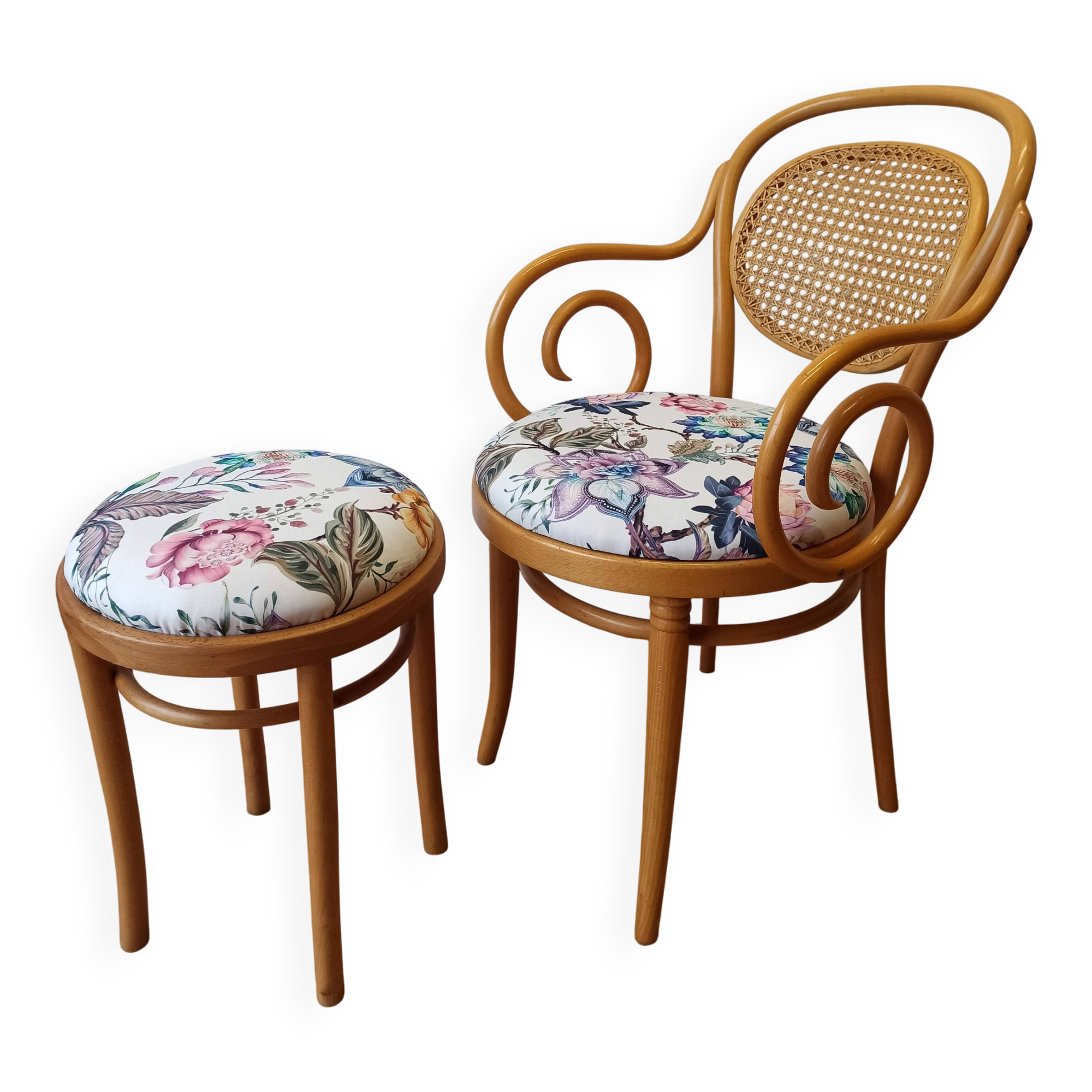 Wooden chair and stool, 1950