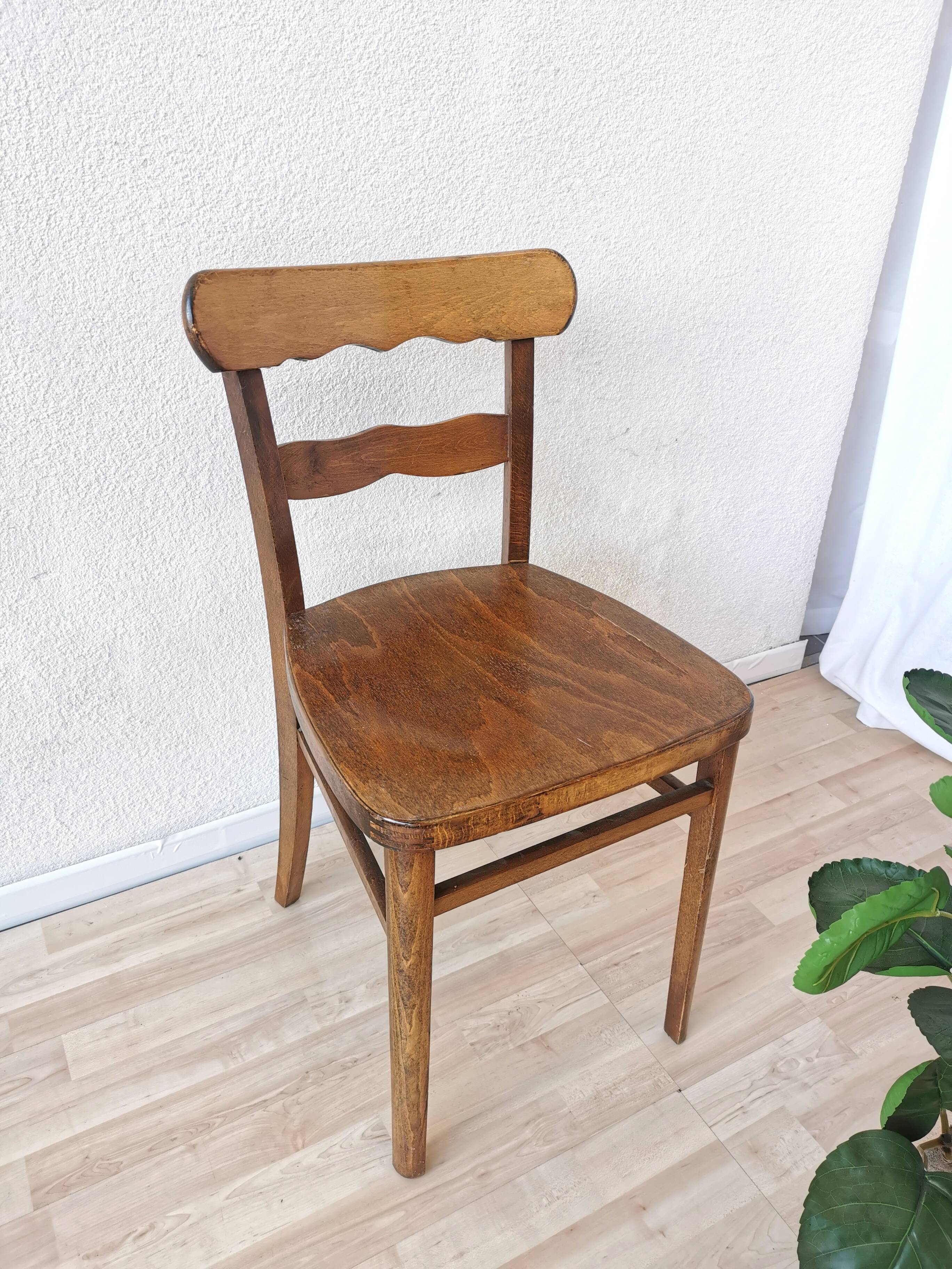 Vintage Wooden Dining Chair: Tyrolean Farmhouse Bistro, 1970s
