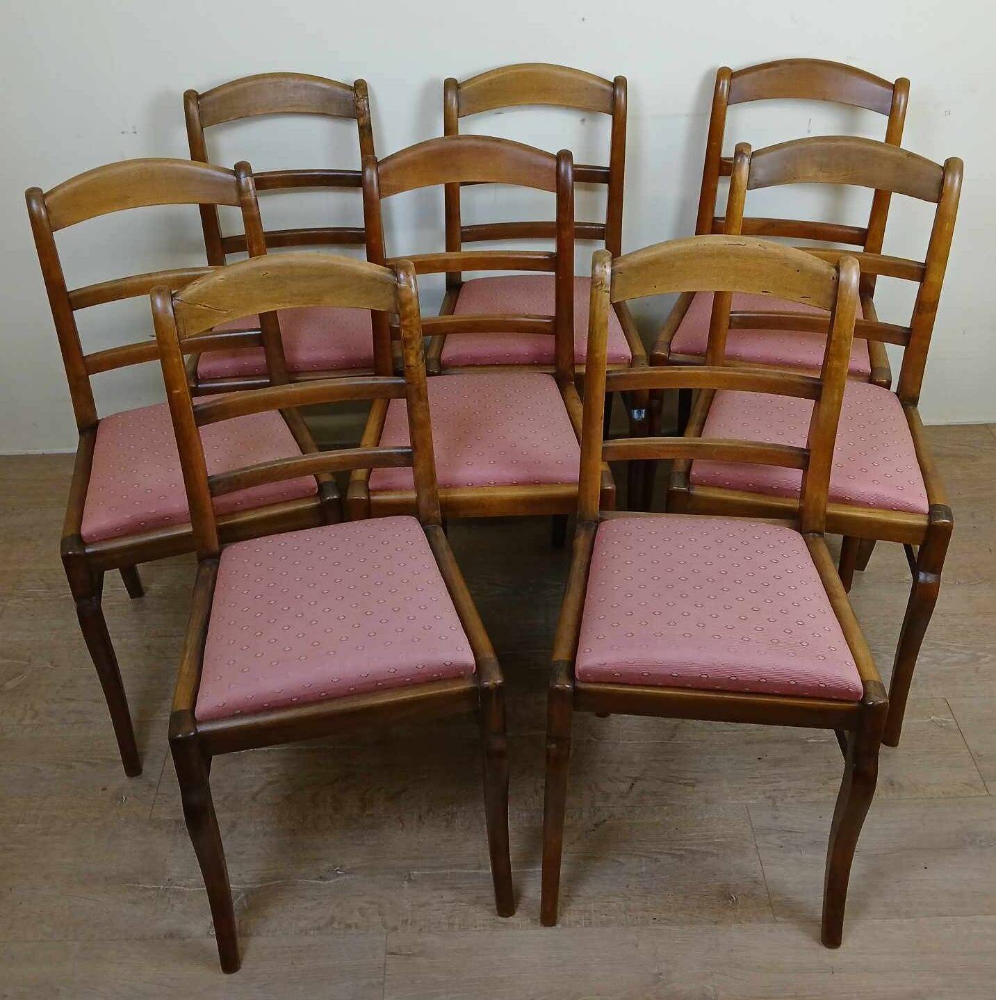superb series of 8 Empire/Restoration style chairs in solid cherry wood
