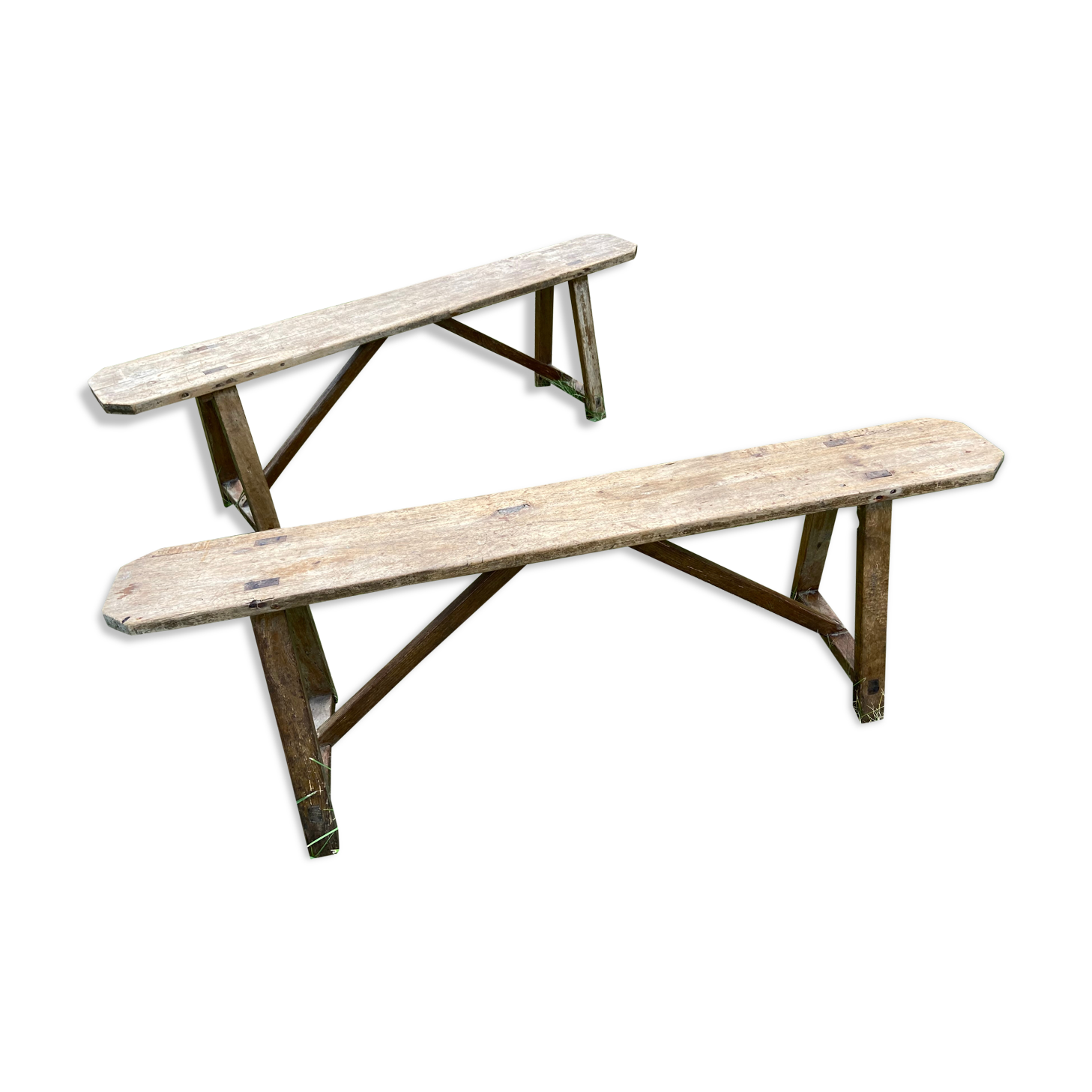 Paire de banc de ferme en bois