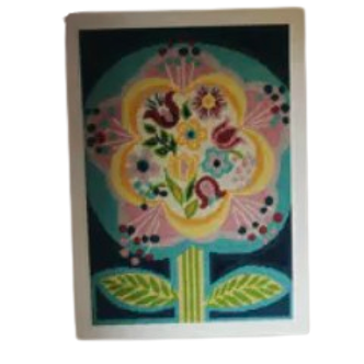 Grand canevas tapisserie Fleur vintage années 70.