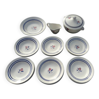 Dinnerware set for 6 people 15 pieces Sarreguemines model Marianne