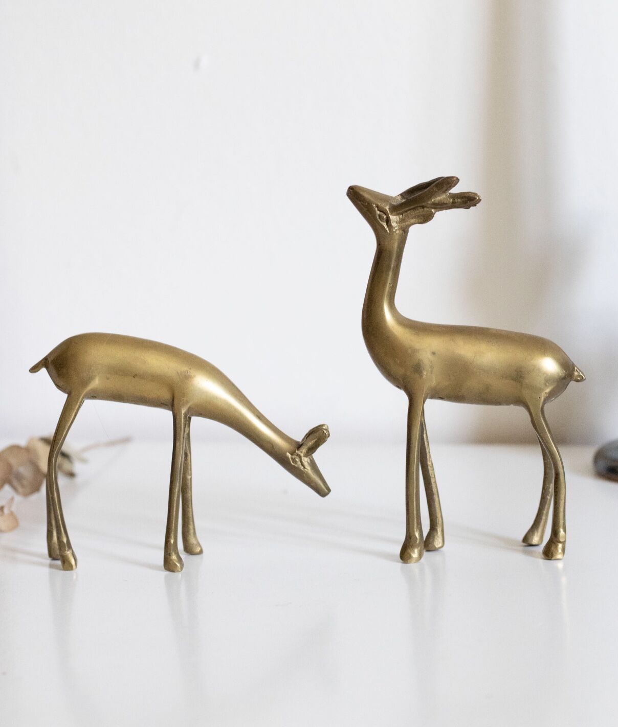 Vintage brass deer and doe