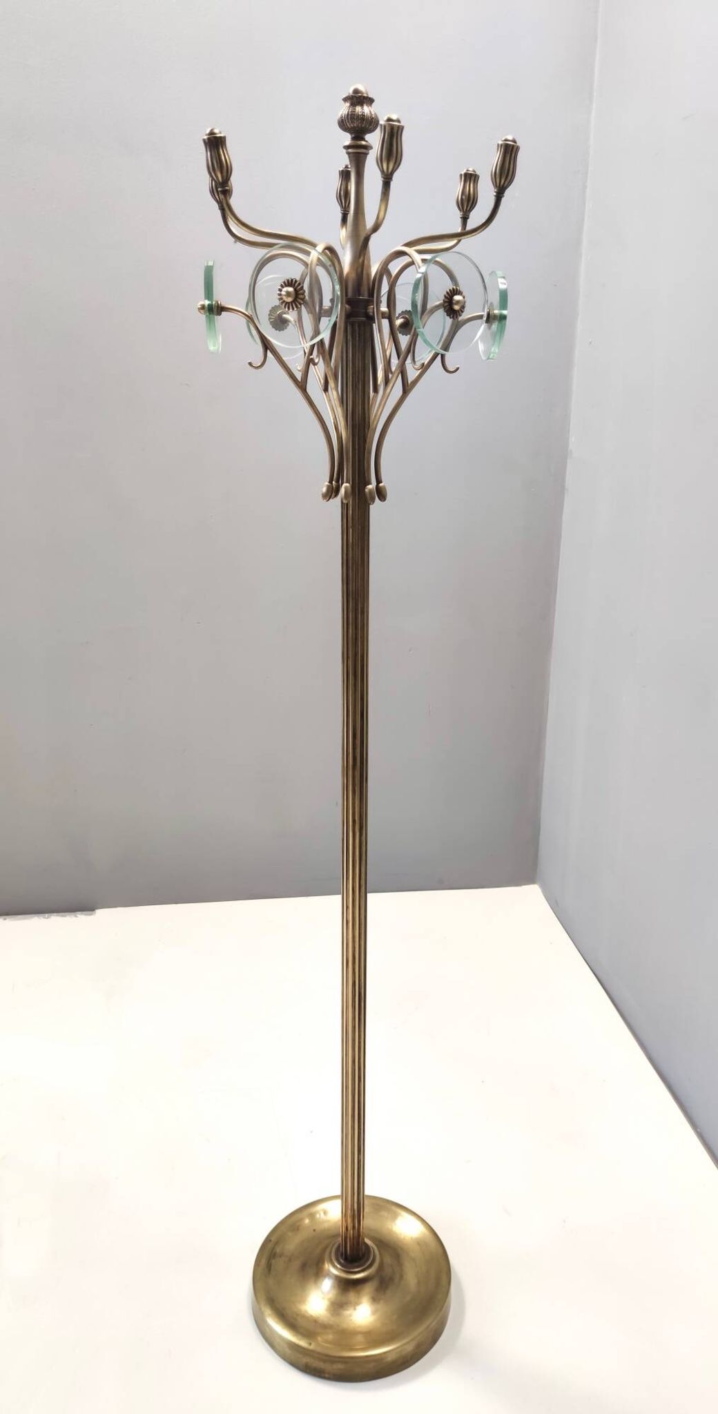 Brass and Glass Revolving Coat Rack, Italy