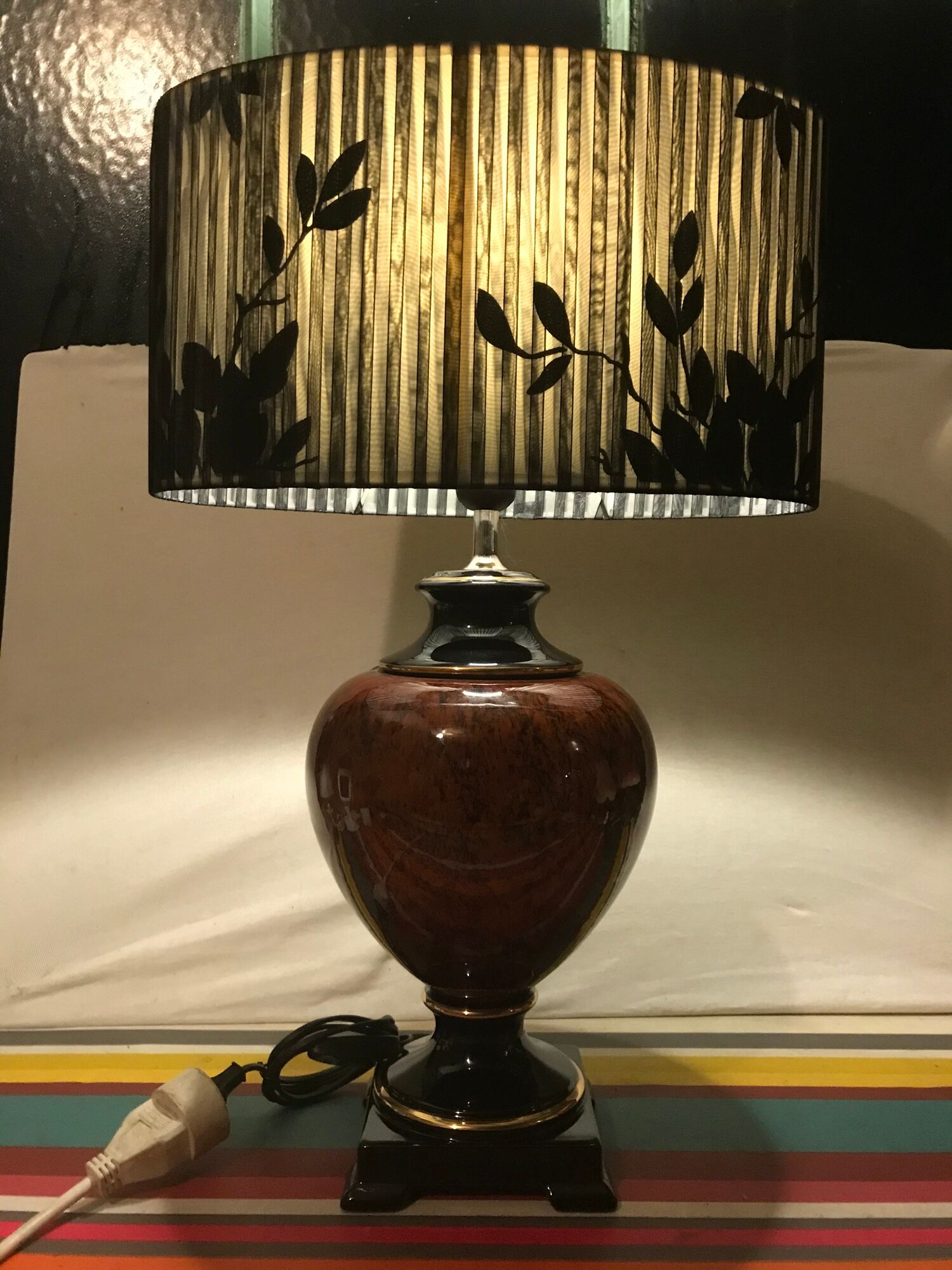 Ancient balustre lamp laurie light ceramics - lamp-day black fabric vintage