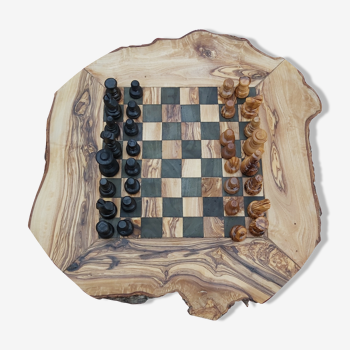 olive wood chess games, rustic handmade games