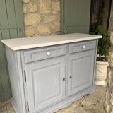 Robust country sideboard with country charm with marble handles in gray and white chalk