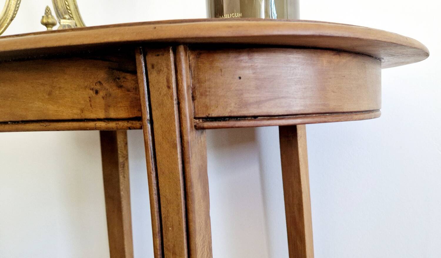 Oval side table with double top in wood - Art Deco style 1940s