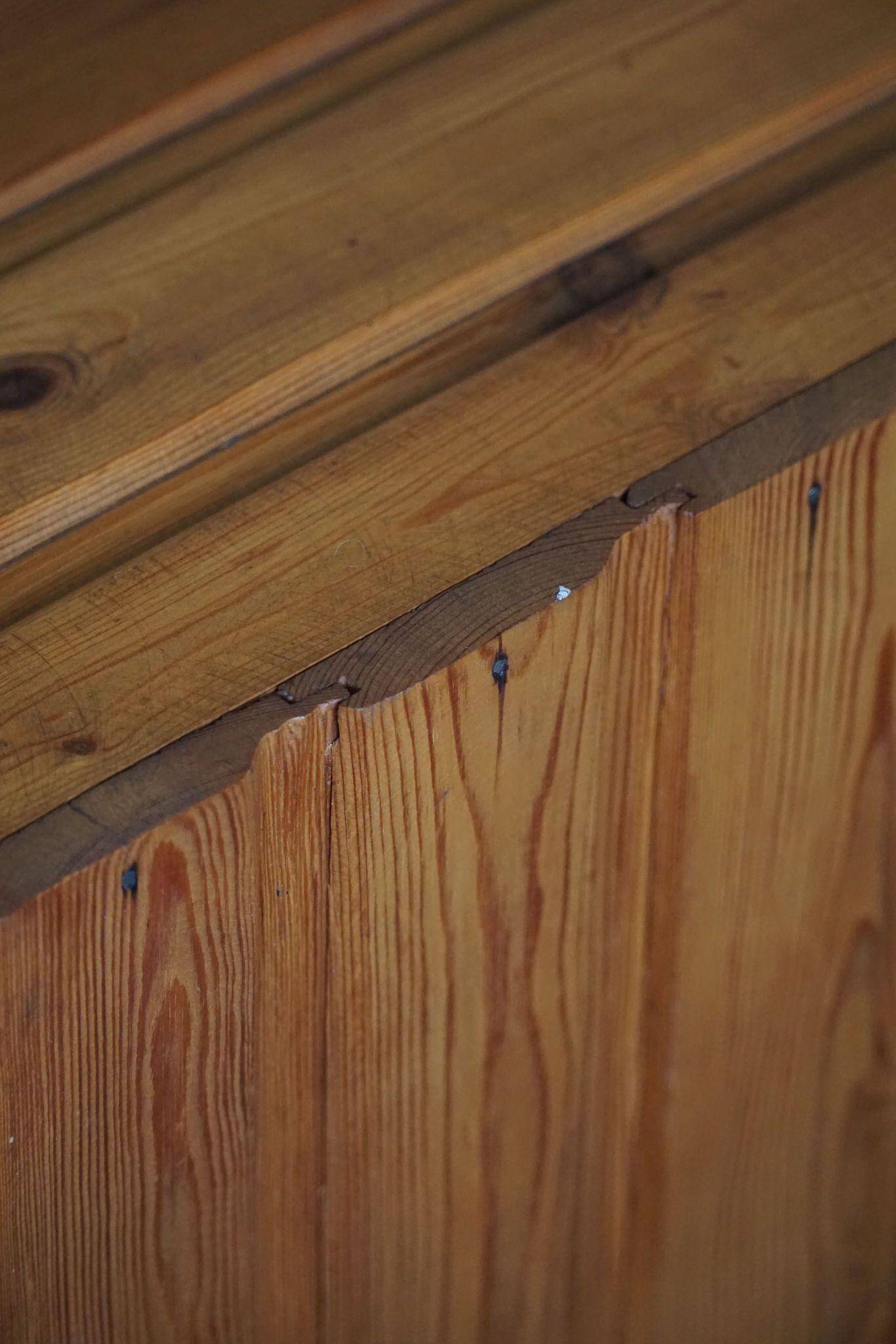 Free-standing primitive pine commode, mid-century Swedish, 1950s.