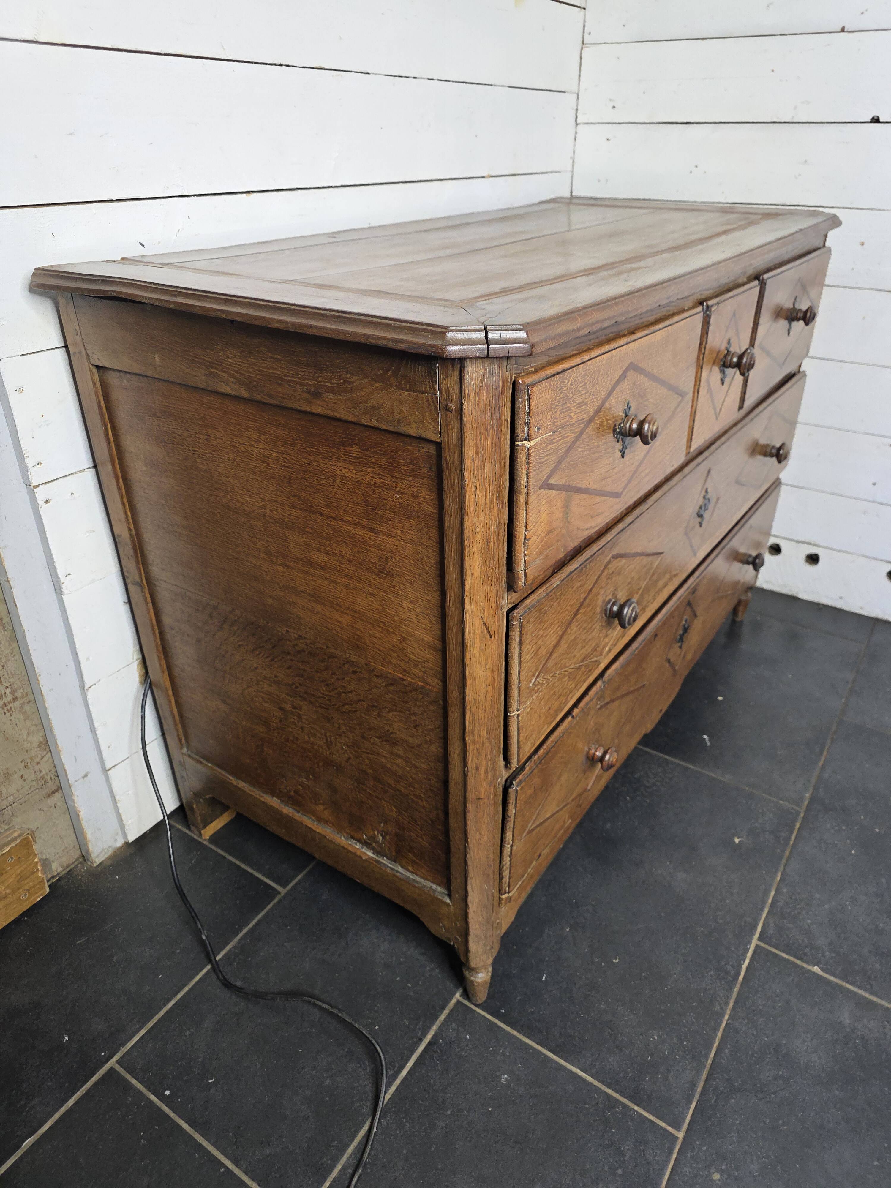 19th century solid oak chest of drawers