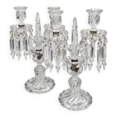 Baccarat, pair of two-light candelabra, Bambou Tors model.