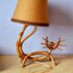 Lampe chat en rotin 1960