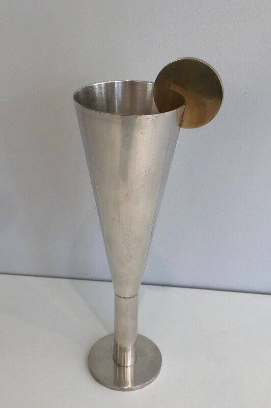 Silver-plated and brass champagne flute