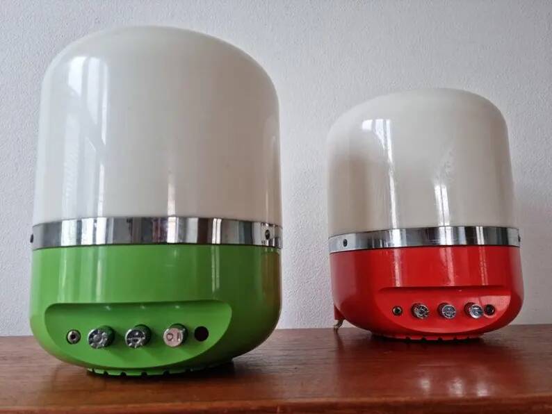 Set of Two Midcentury Table Lamps, Space Age, Adriano Rampoldi, Italy, 1970s
