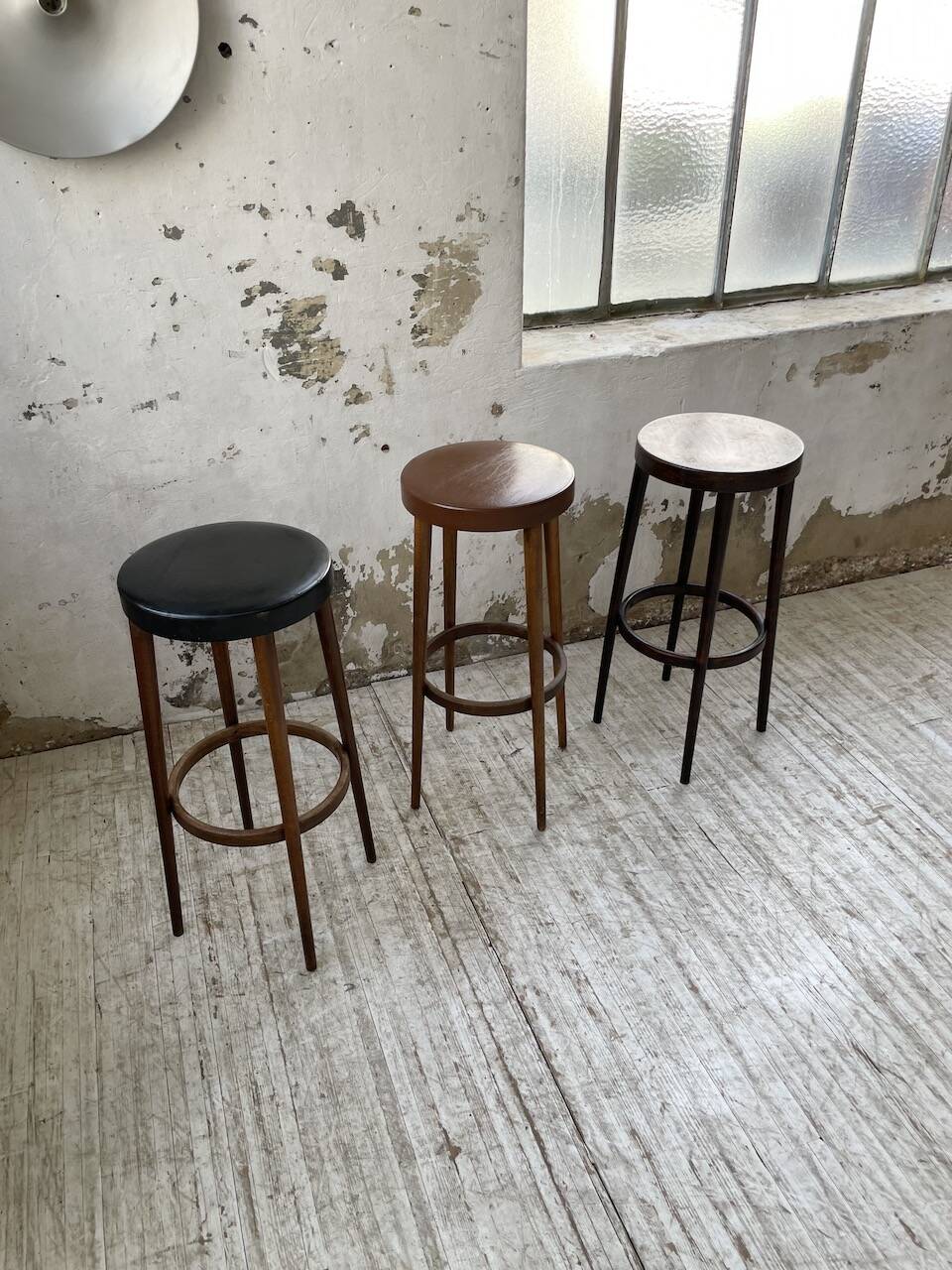 Set of three high bistro stools