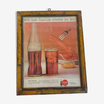 Publicité coca-cola tirage papier original sous cadre ancien