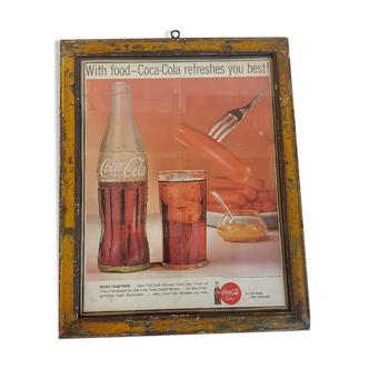 Old Advertisement Coca-Cola Original Paper Print Under Old Frame