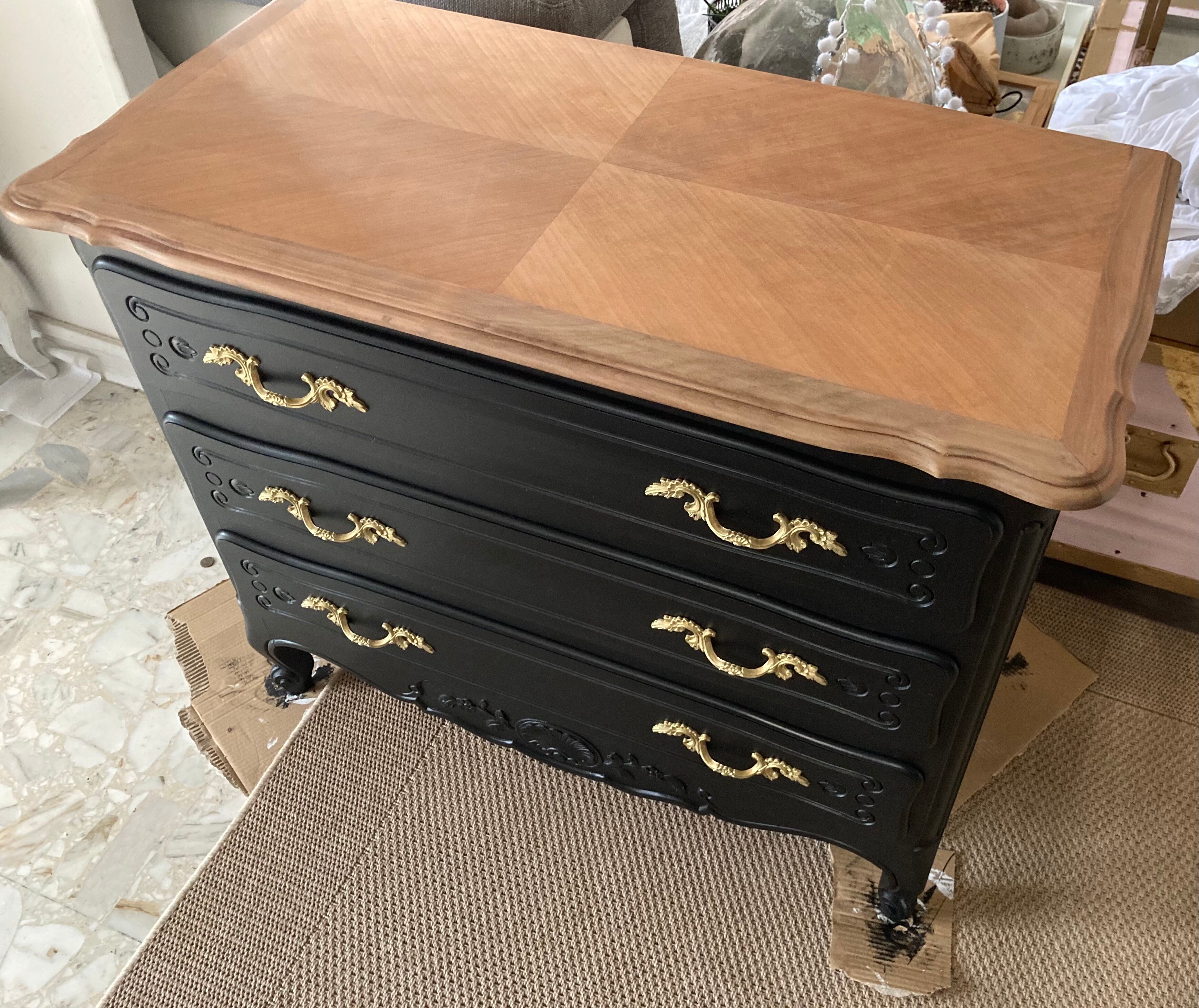 Patinated black dresser