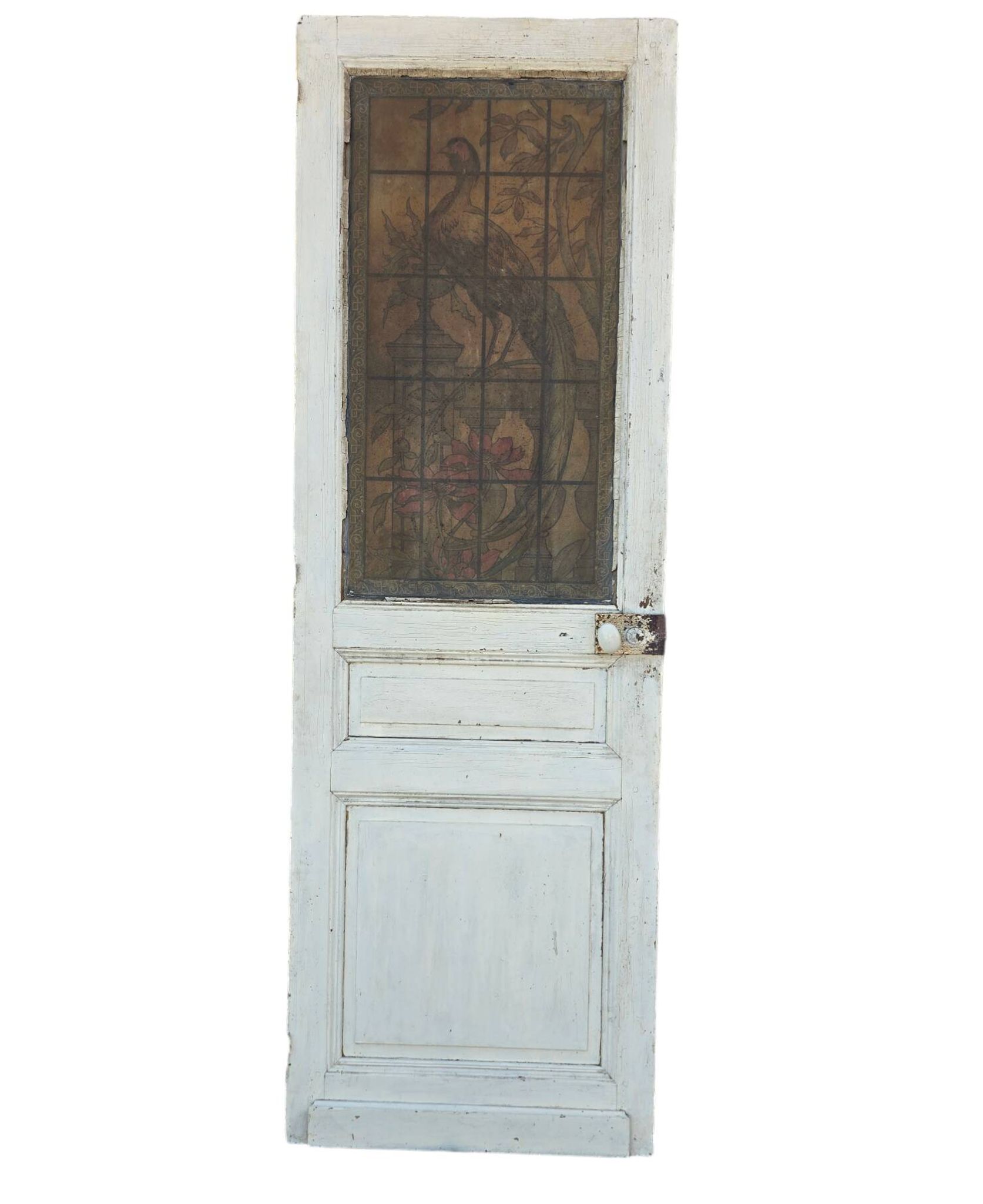 old door with decorated window