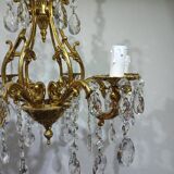 6-light bronze and crystal cage chandelier