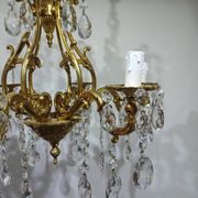 Lustre cage 6 lumières bronze et cristal