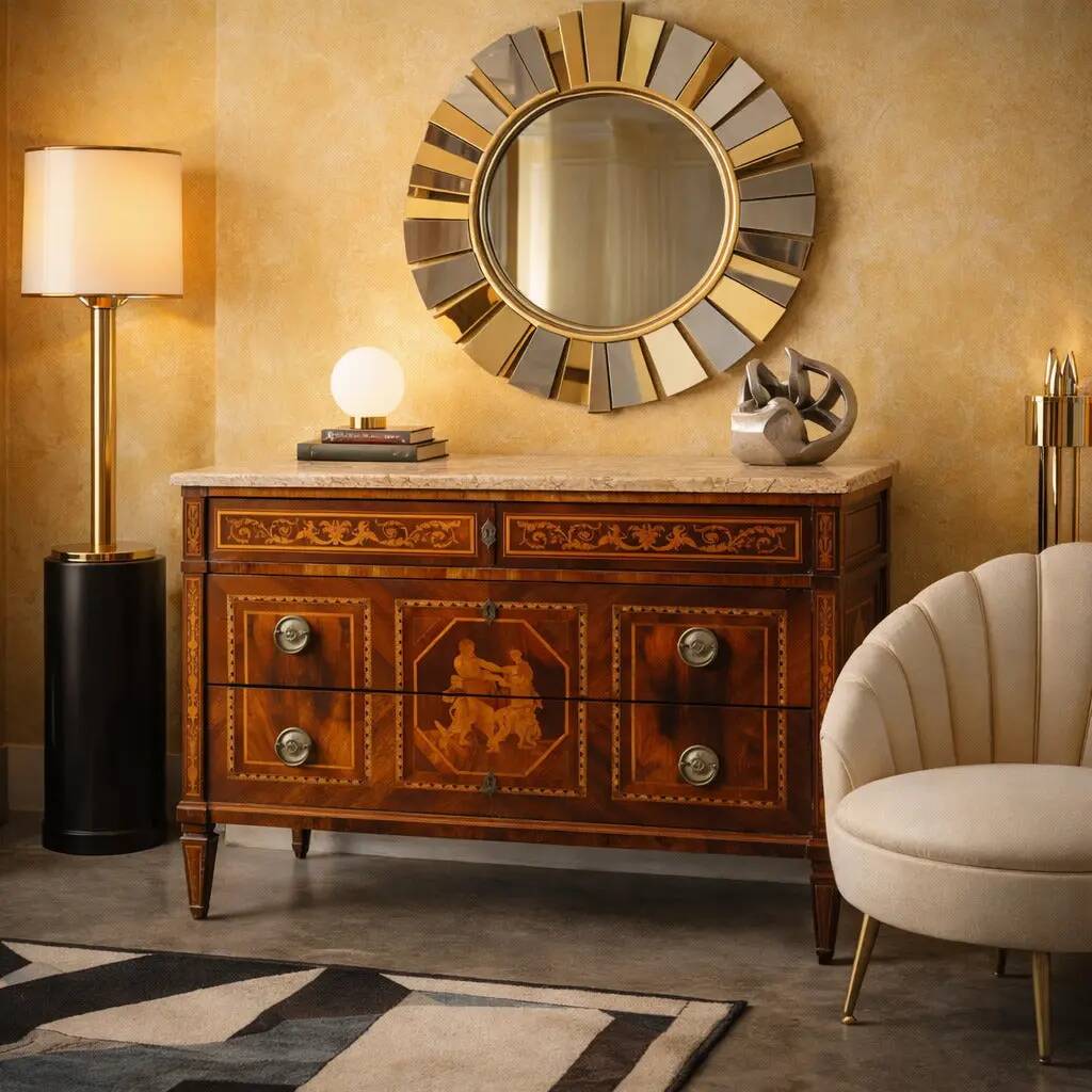 Antique neoclassical commode with 3 drawers, Italy, 18th century.
