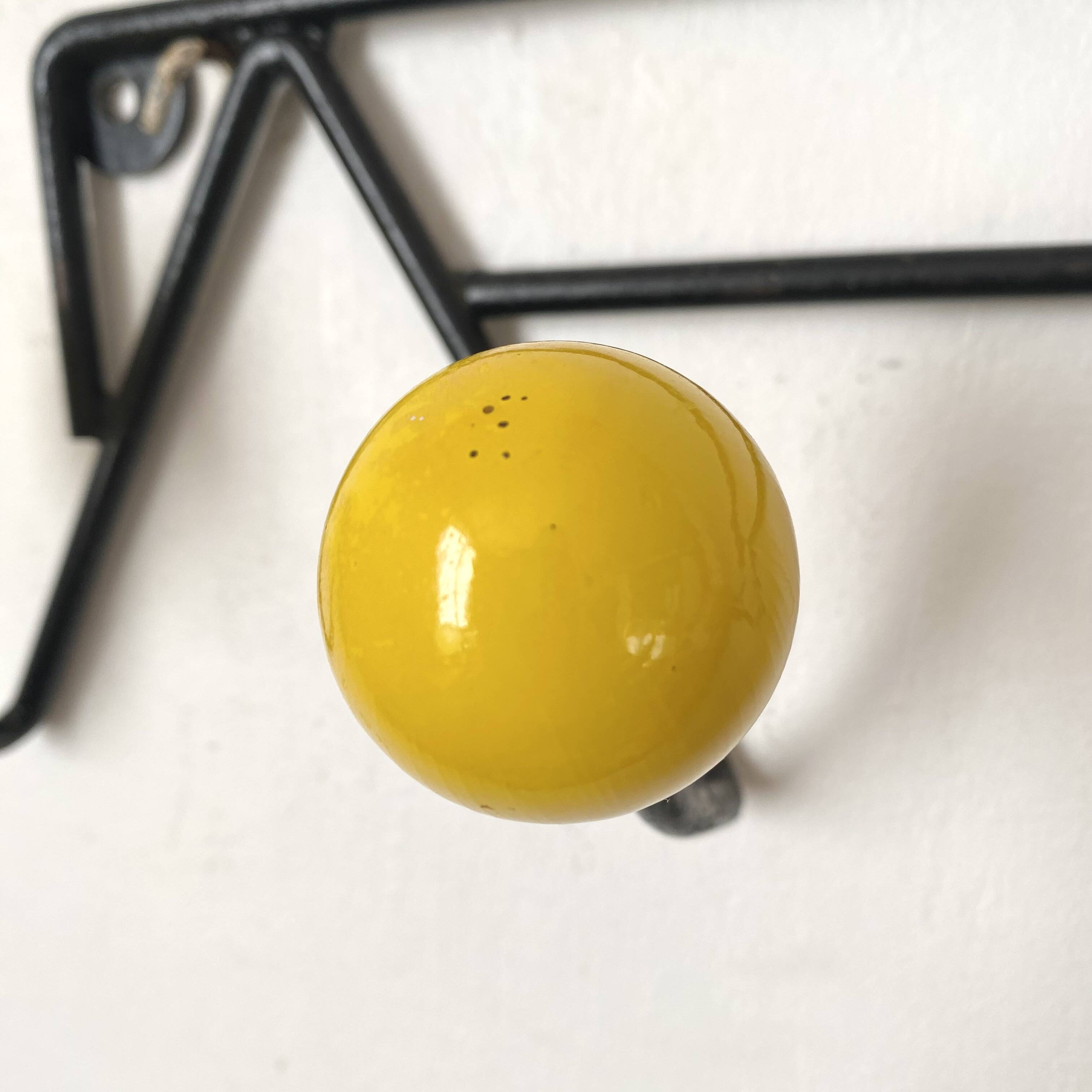 Vintage coat rack with ball hooks in Feraud style.