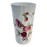Antique twisted earthenware vase circa 1920, decorated with flowers