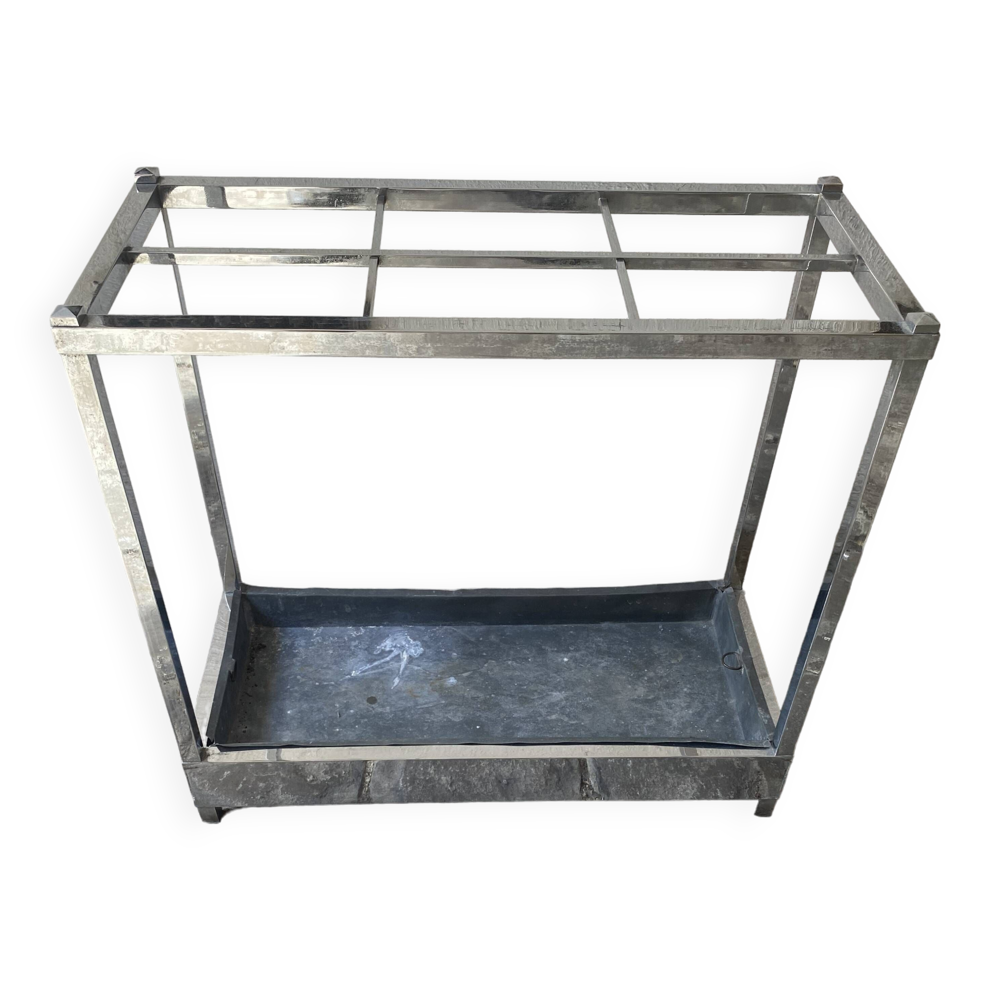 Chromed metal umbrella stand